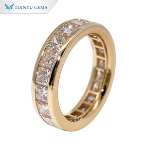 Tianyu Gems Custom S92510K14K18K Channel Set Princess Cut Full Eternity Band <b>Ring</b> Moissanite Lab Diamond Gold Wedding Band - Product Image 2