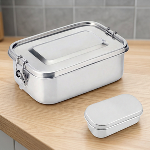 Eco-Friendly Stainless Steel <b>Lunch</b> <b>Box</b> with Snacks Container-Jumbo <b>Lunch</b> <b>Box</b> 1-3L Capacity Freshness Preservation - Product Image 3