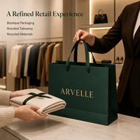 Sacs en papier vert en gros Ccpack avec poignées en ruban, logo personnalisé, matériaux recyclés pour l'emballage de marques de boutiques et de vente au détail