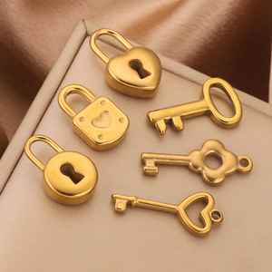 <b>Lock</b> & <b>Key</b> Gallery | Stainless Steel 18K Gold PVD Plated Charm Heart <b>Star</b> <b>Lock</b> Pendant for Jewelry Making | Durable & Waterproof - Product Image 3