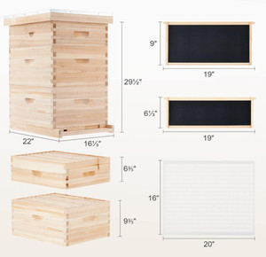 Eenvoudige Handgemaakte Natuurlijke Textuur Massief Hout Bijenkorf Dozen Starterkit 3 Laag Bijenhuis