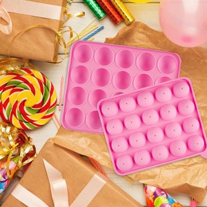 Taste Buds 20-Hole 3D Spherical Silicone Lollipop Mold Pink DIY Chocolate Candy Mold for Baking Ice Cubes - Product Image 2
