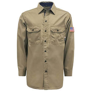 FR Camisas NFPA2112 EN11612 FRC Algodón a prueba de fuego Manga larga Resistente al fuego CAT2 Protección contra destellos de arco Botones de urea - Product Image 1