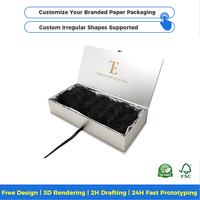 Caja de Regalo de Lujo para Extensiones de Cabello, Empaque Ecológico Personalizado con Materiales Reciclados, Lámina Dorada UV