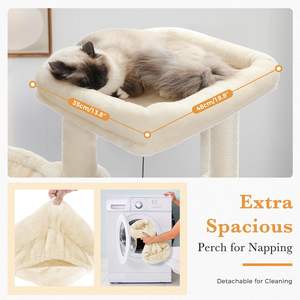 JQ Perabotan Pohon Kucing Multi-Fungsi yang Menggabungkan Tiang Garukan, Menara Panjat, dan Tempat Tidur Nyaman untuk Kucing Dalam Ruangan - Product Image 3