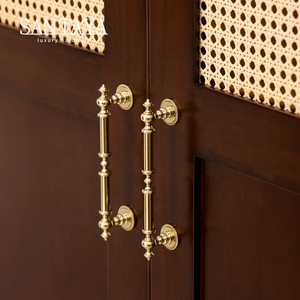 Santaya Solid PVD Gold Brass Handles Kitchen Cabinet Pulls Bedroom Wardrobe Drawer <strong>Knobs</strong> Furniture Handle - Product Image 3