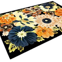 Tapis épais personnalisé 2026 à imprimé floral vintage avec envers antidérapant en caoutchouc pour salon et décoration intérieure