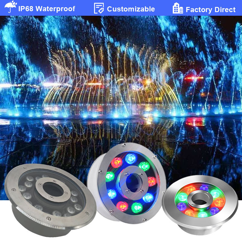 Manufacturer Low Voltage 12V 24V RGB Pool Lights Stainless Steel Underwater Lighting IP68 Waterproof LED Fountains Lights