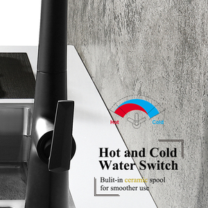 <span class=keywords><strong>Rubinetto</strong></span> da Cucina con <span class=keywords><strong>Doccetta</strong></span> Estraibile in Ottone, Miscelatore Girevole per Lavello con Doppia Modalità, Nero - Product Image 5