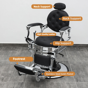Kappersstoel Licht Luxe Retro Design Lifting Draaibaar Met Hoge Dichtheid Sponzen Stoel Salon Meubels Voor Kapperszaak - Product Image 3