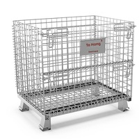Conteneurs en treillis métallique pliables et empilables pour le stockage de pièces automobiles industrielles, avec revêtement en zinc froid/peinture en poudre, pour usage en entrepôt