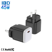 Chargeur mural USB Type-C à port unique, personnalisé avec logo, vente en gros, mini, rapide, PD 3.0 45W QC3.0 OTP, matériau GaN