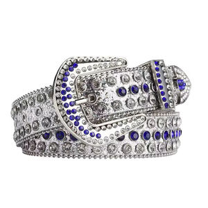 Cinturones de Lujo de Diseñador BB Simon con Diamantes Estilo Occidental para Hombre y Mujer con Hebilla de Cristal y Pedrería en Cuero Tachonado Accesorios Personalizados - Product Image 5