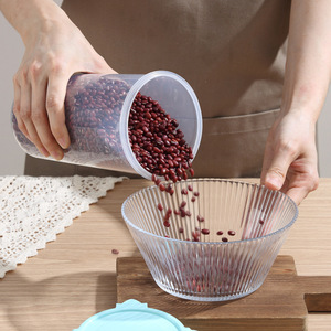 Transparent Plastic Airtight Jars For Grain And Cereal Storage Kitchen <b>Refrigerator</b> Food <b>Containers</b> Cylinder Shape M Size - Product Image 4