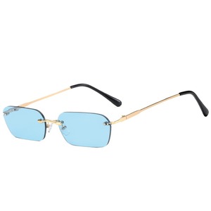 2024 <b>Trendy</b> Korean UV400 <b>Sunglasses</b> for Unisex Rectangle Frameless Luxury Alloy Eyewear with Ocean PC Logo Lenses 7 Colors - Product Image 4