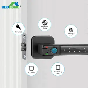 TTLock Digital Password Single Latch Bedroom Wooden Metal Door Lock Key APP Unlock Big Fingerprint Door Handle