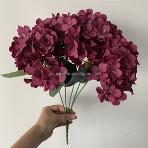 E-380 mariage maison Table ornements décoration fleur artificielle 5Branches soie hortensia Bouquets bordeaux - Product Image 1