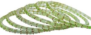 Juego de brazaletes elegantes de boda chapados en oro con forma de bola de cristal verde para mujer Maa Durga - Product Image 2