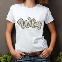 Patch personnalisé Wifey en sequins, broderie lettre en chenille scintillante, appliqué thermocollant or et blanc pour veste de mariée, fête de mariage, DIY