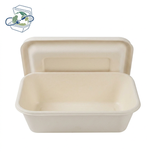 Offre Spéciale : Contenant alimentaire jetable en bagasse pour repas chauds avec couvercle scellable compatible micro-ondes pour l'hôtellerie et les équipements hôteliers - Product Image 1