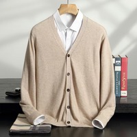 Cardigan en cachemire à col en V pour homme, personnalisé, nouvelle collection automne-hiver, tricoté à boutons, coupe ample