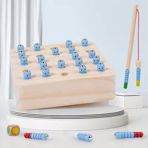 Jeu de pêche à la mémoire en bois Montessori EDULAND pour enfants, jeu éducatif de capture d'insectes, casse-tête de bureau pour enfants - Product Image 1