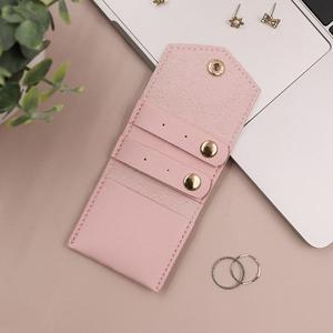 Customized Logo & Color Luxury PU <b>Leather</b> Rectangle Jewelry Storage Bag with Button Closure Portable Travel Earring <b>Bracelet</b> Bag - Product Image 6