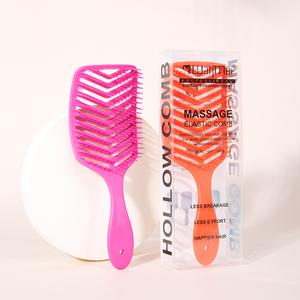 Peigne à cheveux en forme de <span class=keywords><strong>V</strong></span>, creux, style moelleux, manche droit, massage doux, lisse, démêlant, brosse à cheveux, marque Wanmei, couleur personnalisée - Product Image 6