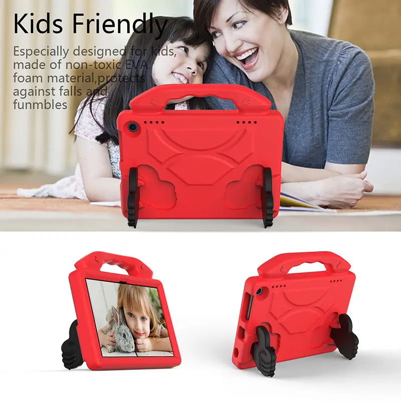 Cute EVA shockproof handle detachable support stand cover for Fire HD 8 2020 tablet case red colour