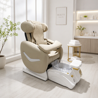 Bomacy Mobilier et équipement de salon de beauté de luxe moderne, fauteuil de spa pour manucure et pédicure avec spa pour les pieds en verre sans tuyauterie et fonction massage, en PU