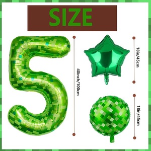 Nuevos Globos Digitales Verdes de 40 Pulgadas con Diseño de <span class=keywords><strong>Minecraft</strong></span>, Globos Temáticos para Fiestas Infantiles, Globos de Aluminio al por Mayor - Product Image 6