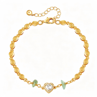 Bracelet à breloques tendance en alliage de cuivre plaqué or 18 carats, orné de zircone cubique et de pierres synthétiques, réglable et empilable, cadeau pour femme