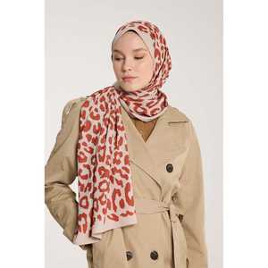 Écharpe en satin de soie style vintage Pure Tone, imprimé léopard, motif à pois couleur terre cuite, saison printemps, en polyester satiné - Product Image 4