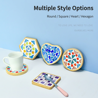 Kit de bricolage pour dessous-de-verre en mosaïque, kit d'artisanat fait main, ensemble d'art avec perles de bambou pour enfants, activités parent-enfant, activités de groupe
