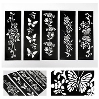 En gros, pochoir de tatouage éphémère ajouré pour animaux de compagnie, motif floral style Ins, pochoir autocollant de tatouage Hanna