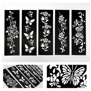 En gros, pochoir de tatouage éphémère ajouré pour animaux de compagnie, motif floral style Ins, pochoir autocollant de tatouage <span class=keywords><strong>Hanna</strong></span> - Product Image 2