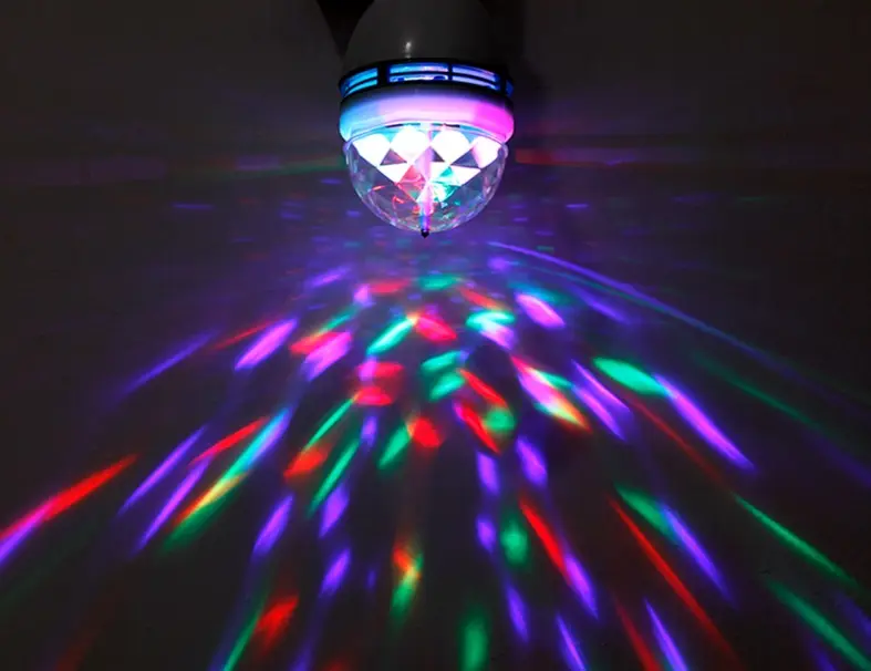 RGBLEDクリスタルボールライトE27LEDカラフルな自動回転ディスコステージランプウェディングパーティーバーKTV懐中電灯電球