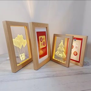 Cadre photo en bois USB 3D lampe de nuit avec source de lumière <span class=keywords><strong>LED</strong></span> pour afficher les photos des amis de la famille élégante lampe de nuit décorative - Product Image 5