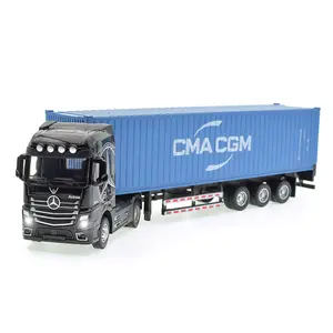 1/36 quy mô máy kéo với container Diecast vận chuyển trẻ em Bộ sưu tập quà tặng kéo trở lại xe ô tô âm thanh đèn Diecast Mô hình xe tải đồ chơi