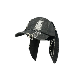 Gorra de Béisbol de Vaquero Estilo Hip Hop, Unisex, Retro, Punk, Orejas de Conejo, Vaquero, Cadena de Metal, Actuación Tropical - Product Image 1