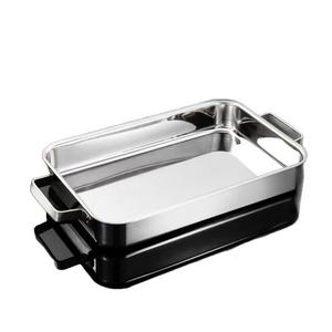 Assiette rectangulaire dorée pour poisson grillé, double anse, en acier inoxydable 304 durable, électroplaqué, écologique, marque SAIL TOOL - Product Image 4