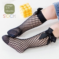 Chaussettes pour bébé en coton ultra-fines respirantes chaussettes tubulaires mi-hautes mignonnes avec un nœud design décontracté été nouveau-nés tout-petits