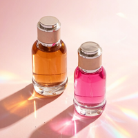 Flacon de parfum en verre cylindrique de luxe 30ml 50ml avec surface givrée et pompe pulvérisatrice à capuchon rose
