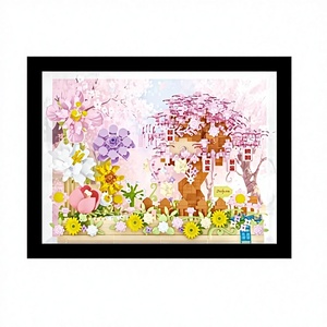 Marco <span class=keywords><strong>de</strong></span> Fotos Sakura con Luz LED 3D, Bloques <span class=keywords><strong>de</strong></span> Construcción, Rompecabezas <span class=keywords><strong>de</strong></span> Plástico Hecho a Mano, Decoración para Oficina, Regalo <span class=keywords><strong>de</strong></span> Cumpleaños, Juguete DIY - Product Image 1