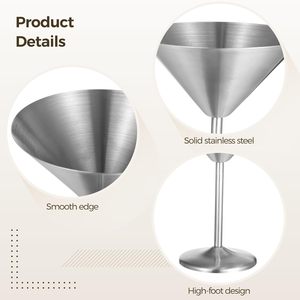 Offre Spéciale – Verre à Martini Premium en Acier Inoxydable 304, Coupe à Cocktail Métallique sans Pied avec Base Stable pour Restaurant - Product Image 3