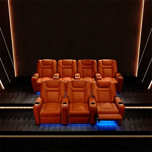 Powered Recliner Sofa Headrests Adjustable Leather Movie Vibration Massage Electric Cinema Lounge Chair