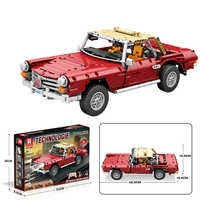 1: 10VINTAGE 280SL edisi statis Model mobil kota Vintage blok bangunan mobil olahraga dekorasi Model bata Puzzle anak-anak
