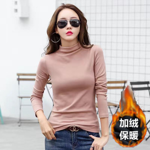 Women's High Neck Long Sleeve Turtleneck Top Solid Color Soft Knit Wear For Autumn Winter Warm Inner Shirt - Product Image 2