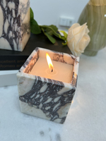 STONEKOCC Bougeoir de luxe en marbre Calacatta Viola Violet, fait main, en pierre naturelle, pour bougies en cire de soja, décoration intérieure, Noël