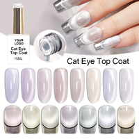 Nouveau Design Hema Free 2 en 1 Top Coat Effet Œil de Chat Sans Résidu Gel Magnétique Végétalien Couleur Brillante Gel de Finition Haute Brillance